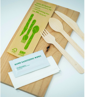 Green Marble Wooden Cutlery Kit